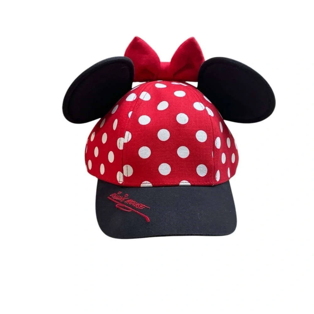 Disney Parks Hat Minnie Mouse Girls Ears Bow Red Black Size Youth Walt World